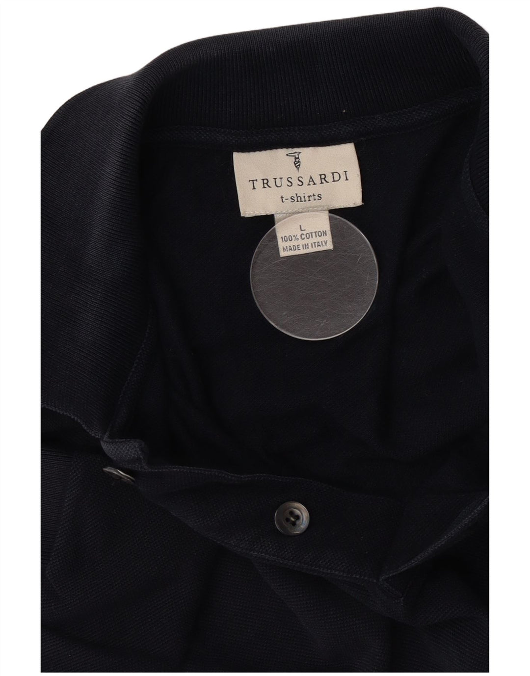 Trussardi Mens Polo Shirt Large Navy Blue Cotton