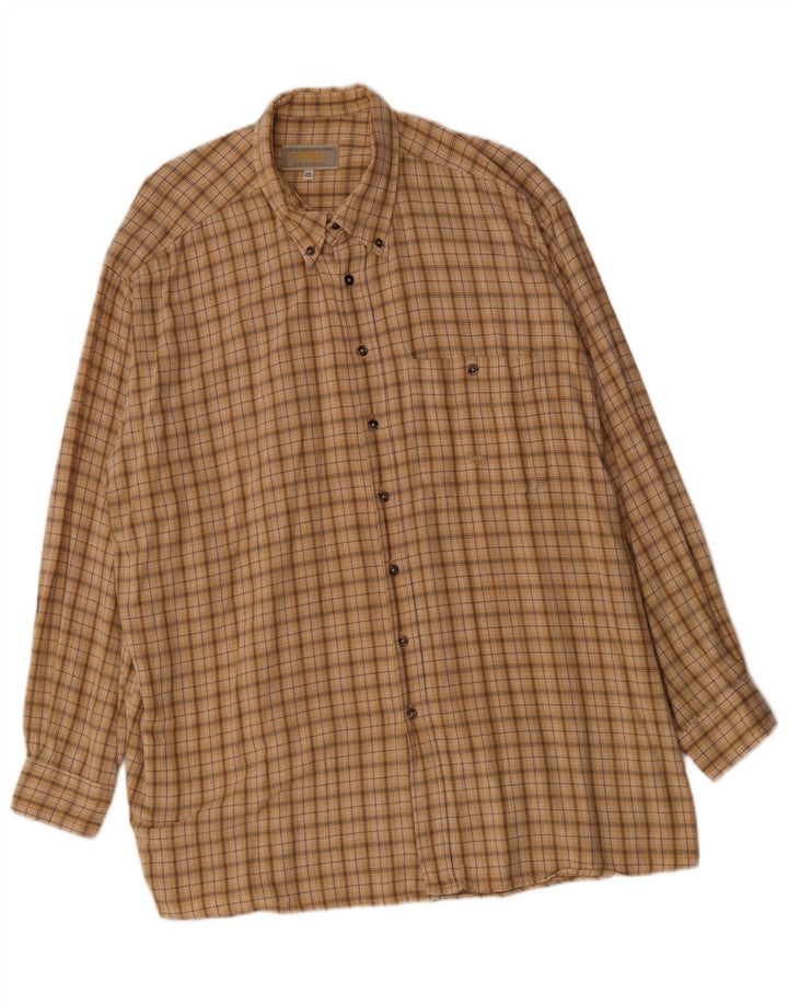 Chemise en flanelle pour hommes Camel 2XL coton à carreaux Beige