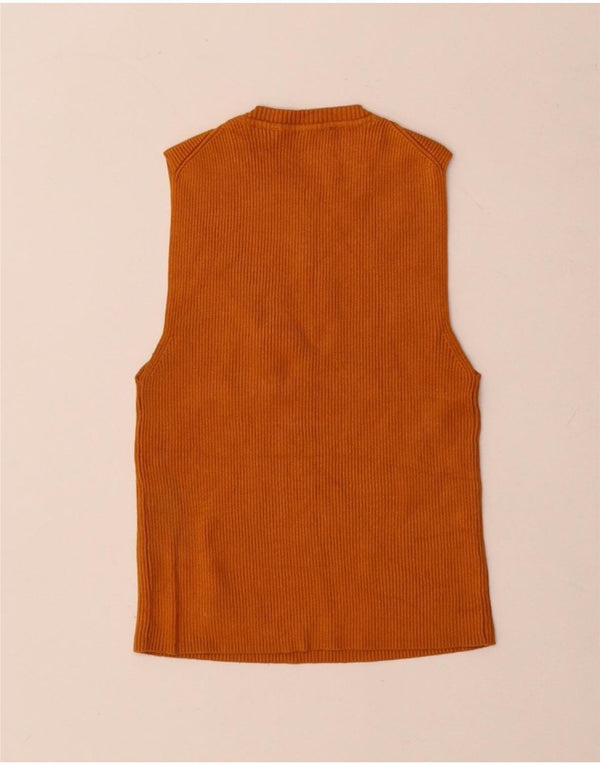 Zara Womens Crop Vest Top UK 8 Petite Viscose Orange
