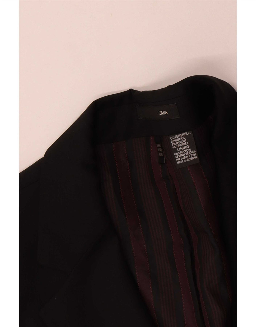 Zara Veste Blazer 2 Boutons Homme EU 50 Laine Noir Moyen