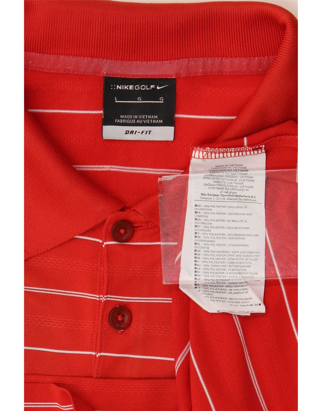 Nike Polo Dri Fit pour homme en polyester à rayures rouges
