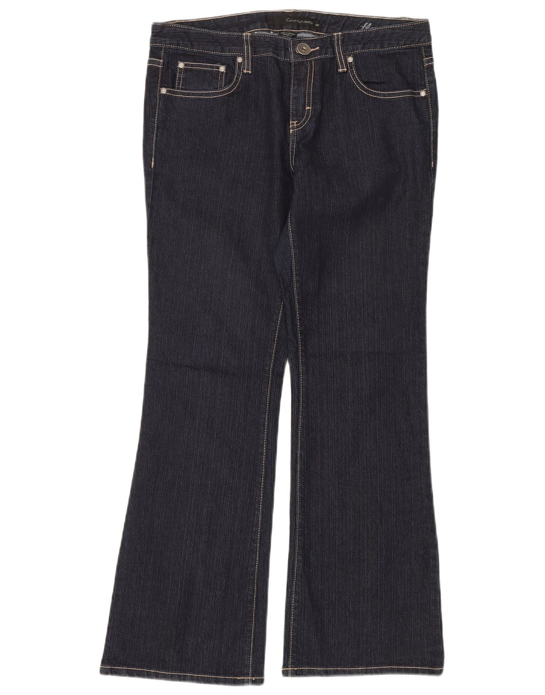 CALVIN KLEIN Jean évasé pour femme US 10 Medium W32 L30 Bleu marine Coton