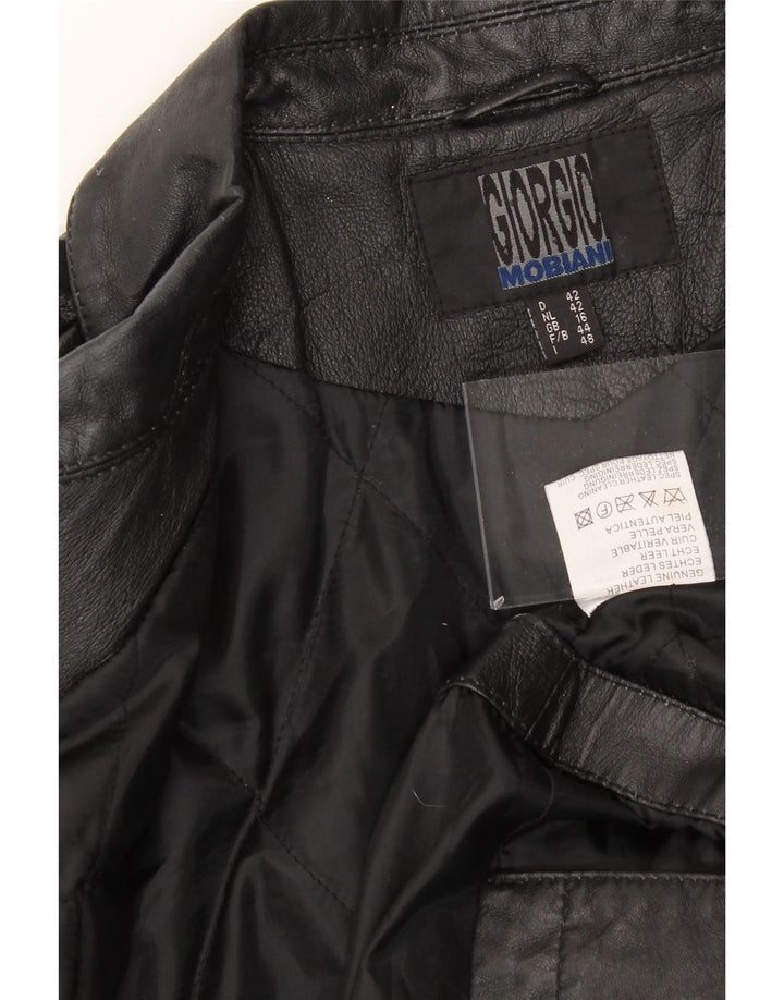 GIORGIO MOBIANI Womens Leather Coat UK 16 Large  Black Striped Leather Vintage Giorgio Mobiani and Second-Hand Giorgio Mobiani from Messina Hembry 