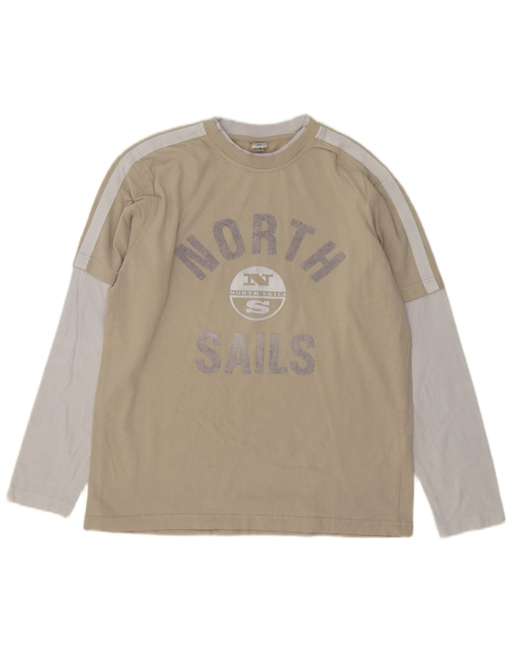 North Sails Haut graphique à manches longues pour homme en coton color block beige moyen