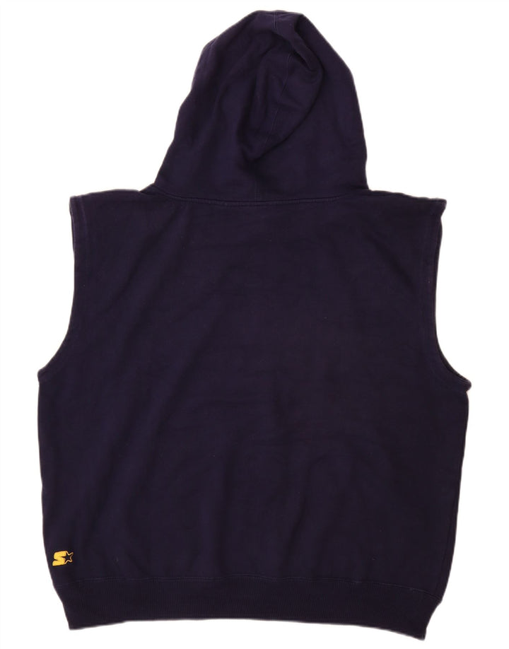 STARTER Pull à capuche graphique sans manches pour hommes, grand coton bleu marine