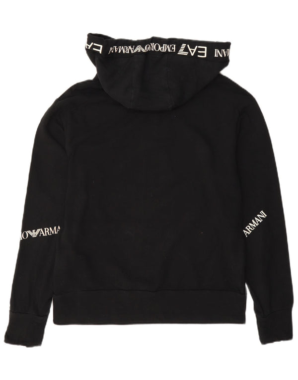 Emporio Armani Pull à capuche surdimensionné graphique pour femme UK 6 XS Coton noir