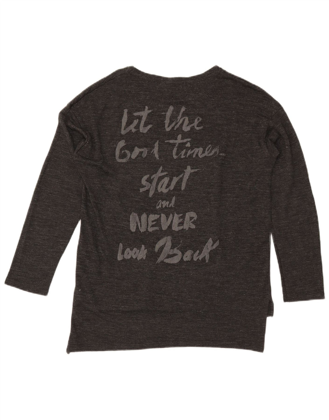 Zara Haut graphique surdimensionné à manches longues pour femme UK 10 Petit Gris