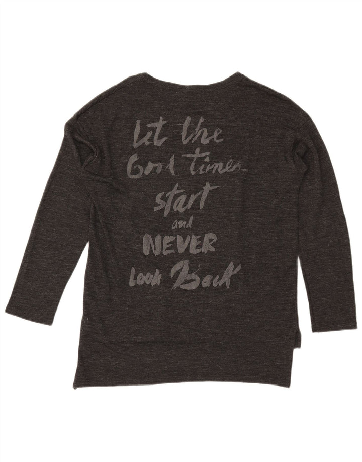 Zara Haut graphique surdimensionné à manches longues pour femme UK 10 Petit Gris