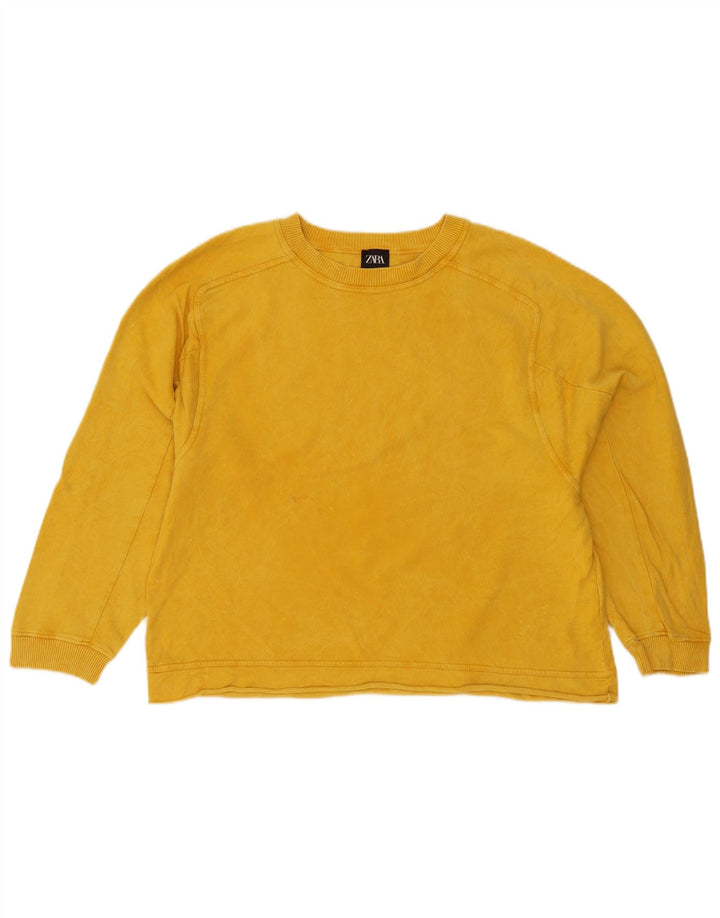 Zara Sweat-shirt surdimensionné pour femme UK 10 Petit coton jaune