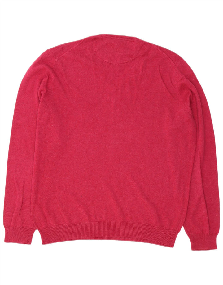 Massimo Dutti Pull col V pour homme en coton rose Taille L
