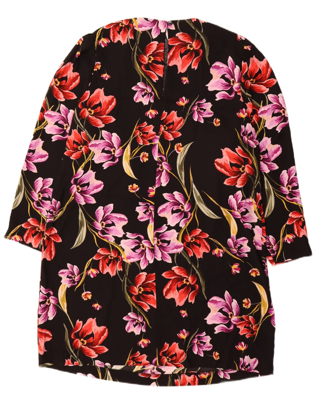 MARKS & SPENCER Robe droite à manches longues pour femme UK 18 XL Noir Floral