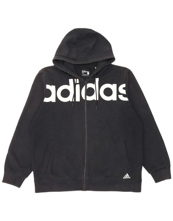 Adidas Pull à capuche zippé graphique pour homme XL en coton noir