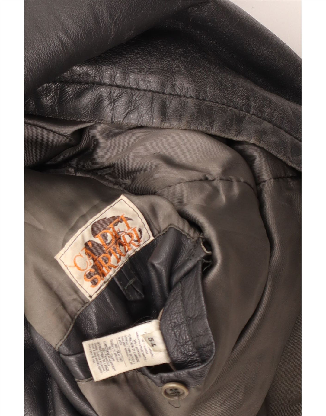 VINTAGE Veste en cuir homme IT 54 2XL Cuir noir