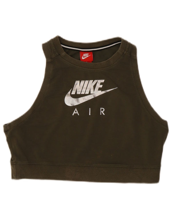 Nike Womens Crop Graphic Débardeur UK 14 Grand Kaki Colorblock Coton