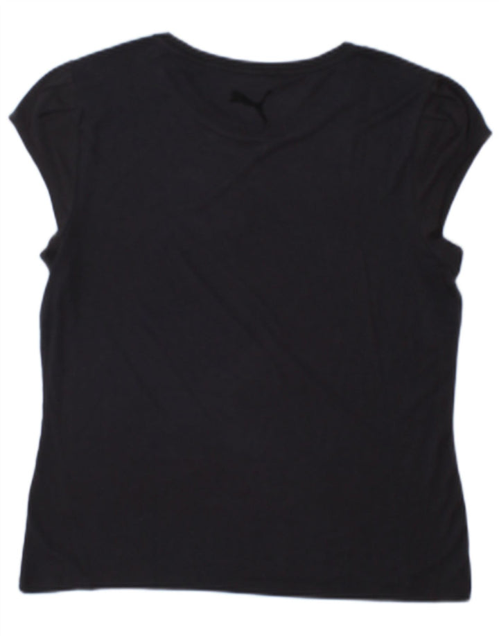 Puma Haut transparent pour femme UK 12 Viscose géométrique bleu marine moyen