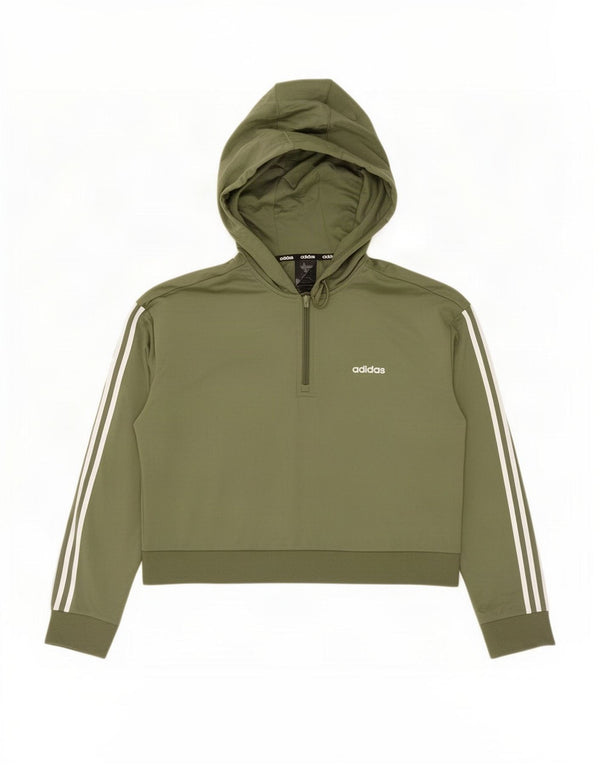Adidas Pull à capuche surdimensionné avec col zippé pour femme UK 8/10 Petit Kaki