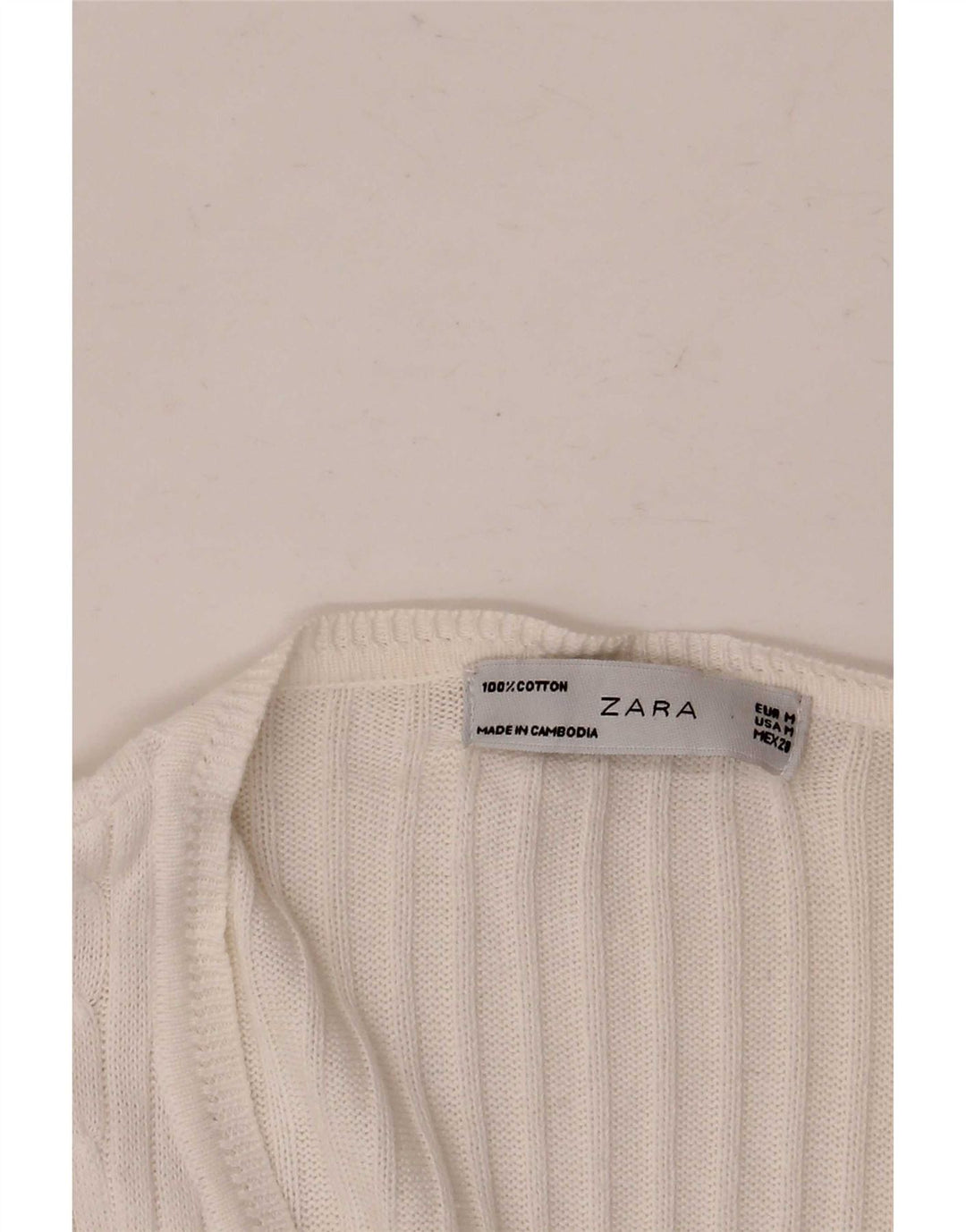 Zara Femme Cardigan Pull UK 12 Moyen Blanc Coton