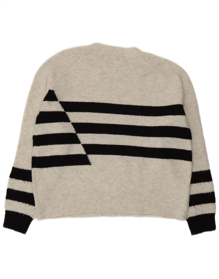 Marks & Spencer Pull ras du cou pour femme UK 14 Gris moyen rayé