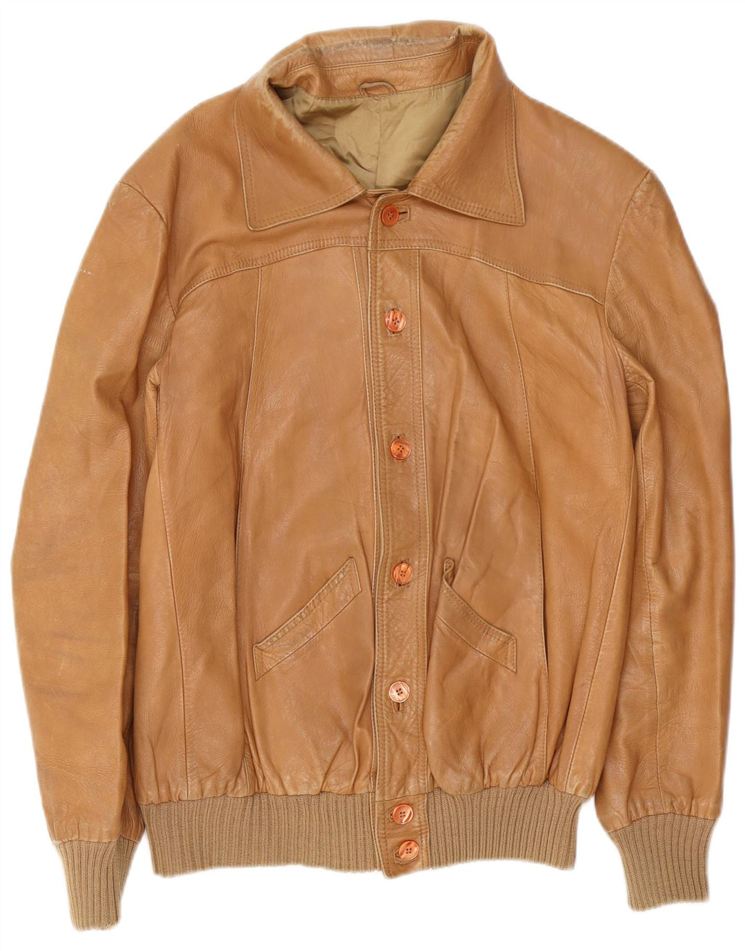 veste en cuir homme vintage IT 54 2XL Marron