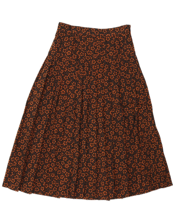 vintage Femme Couteau Jupe Plissée IT 42 Moyen W28 Marron Floral