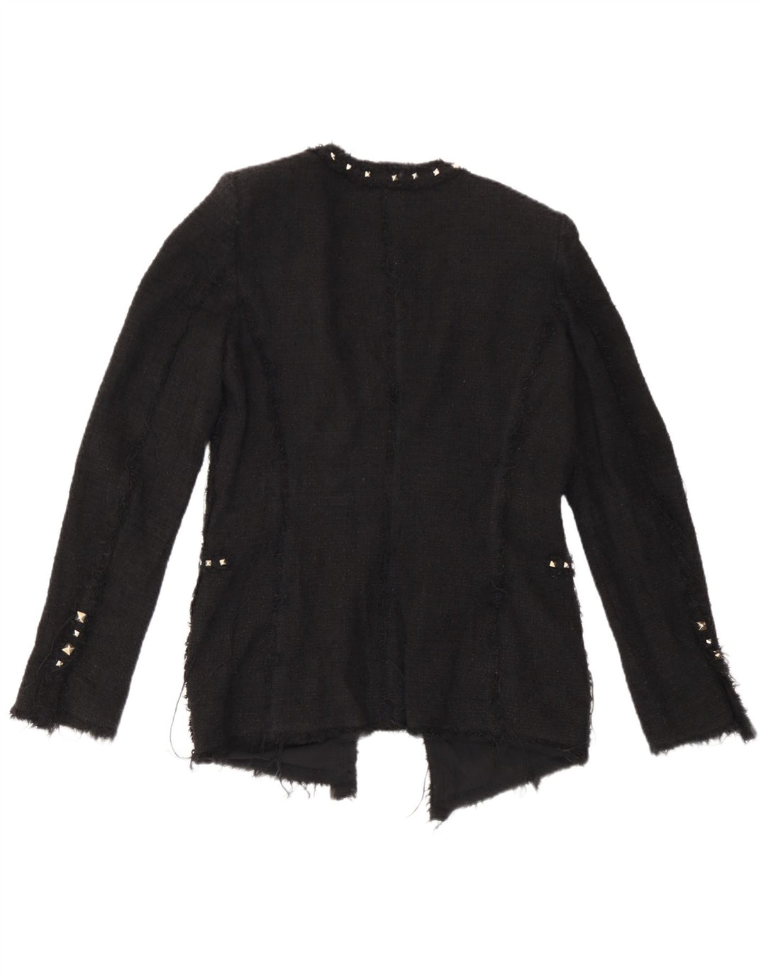 Zara Veste Blazer Ouverte Femme UK 12 Coton Noir Moyen