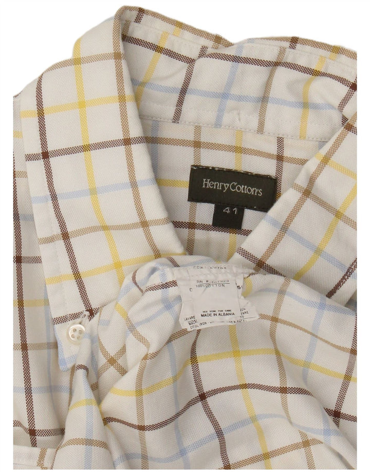 Henry Cottons Chemise homme Taille 41 Coton à carreaux blanc moyen