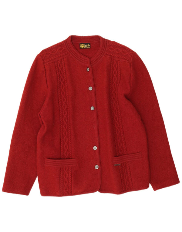 Zero Cardigan Femme Pull IT 52 2XL Rouge Laine Vierge