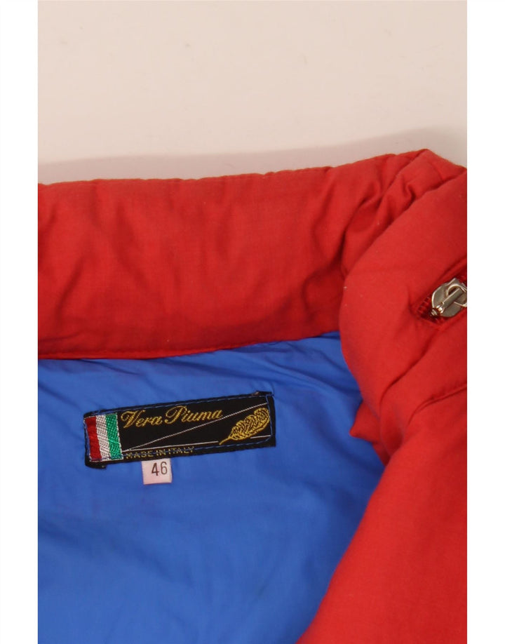veste rembourrée à capuche vintage pour homme IT 46 Petit polyester colorblock rouge