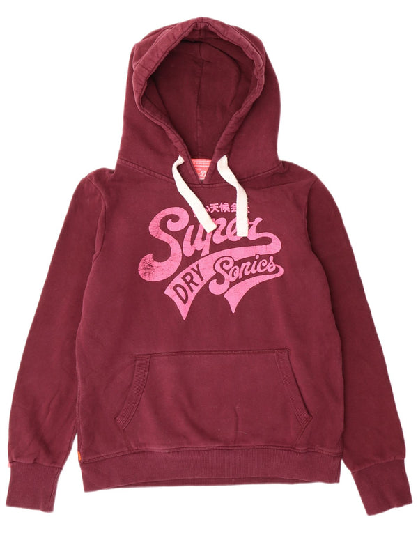 Superdry Pull à capuche graphique pour femme UK 18 XL Coton bordeaux