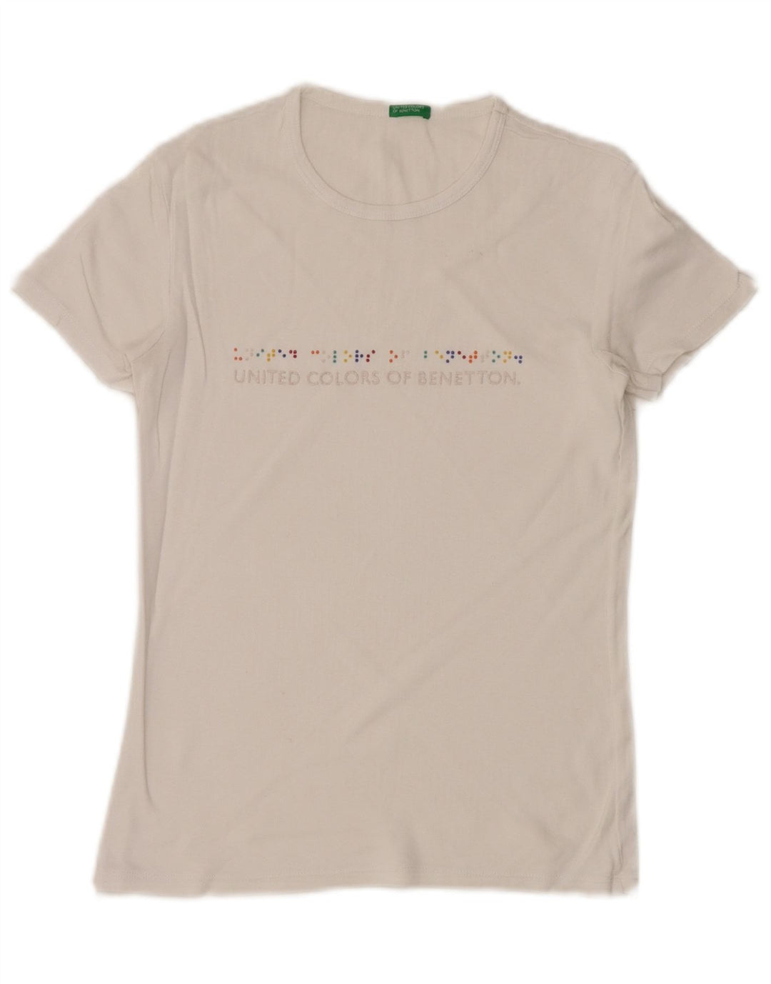 BENETTON T-shirt graphique pour femme UK 8 Small Blanc