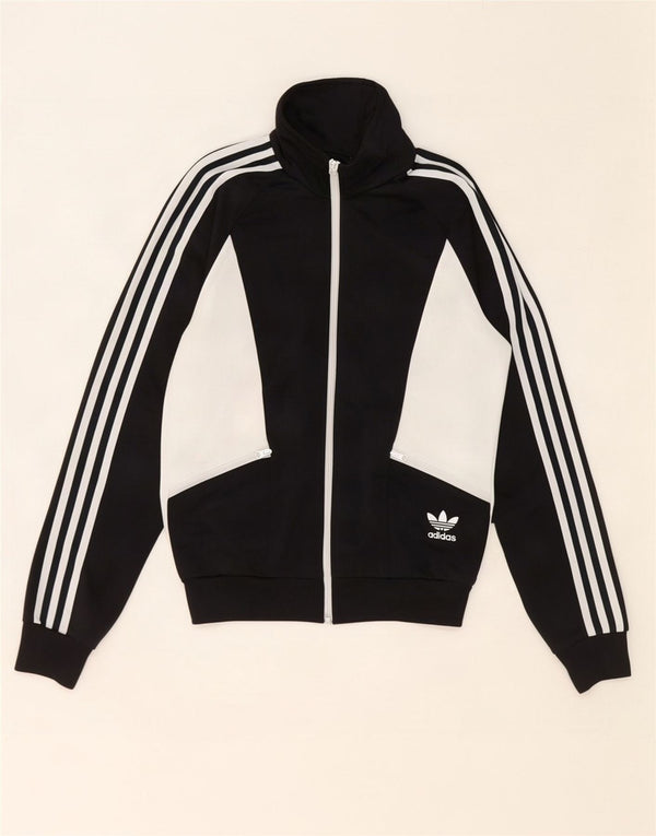 Adidas Veste de survêtement pour femme UK 10 Petit Noir Colorblock Polyester