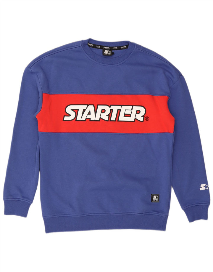 Starter Sweat-Shirt Graphique Homme Bleu Moyen Colorblock Coton