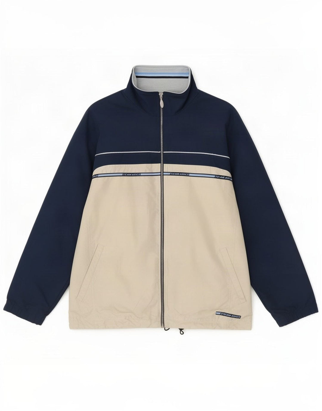 Asics Veste de survêtement pour homme Large Bleu marine Colourblock