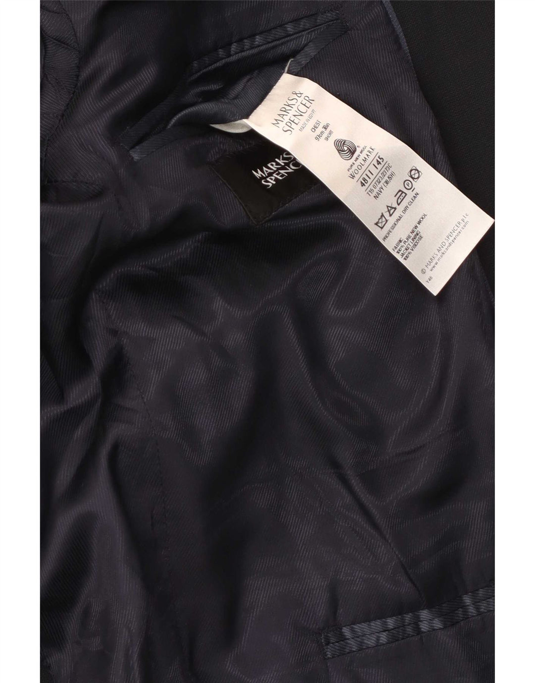 Marks & Spencer Veste blazer à 2 boutons pour homme EU 38 Bleu marine moyen Laine vierge