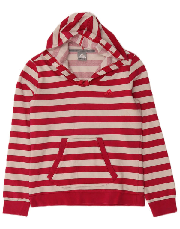Adidas Pull à capuche pour femme UK 14 en coton rayé rose moyen