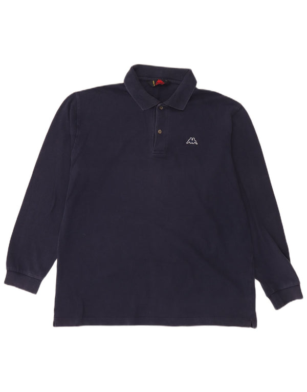 Kappa Polo à manches longues pour homme en coton bleu marine Large