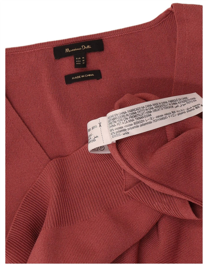 Massimo Dutti Pull à manches courtes et col en V pour homme Bordeaux moyen