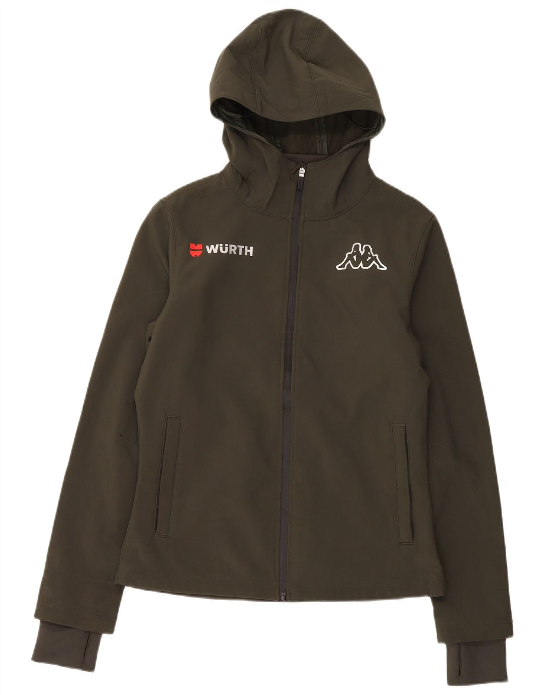 Kappa Veste coupe-vent à capuche Wurth pour femme UK 14 Kaki moyen Polyester