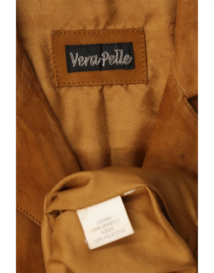 VINTAGE Veste en daim femme UK 18 XL Cuir marron