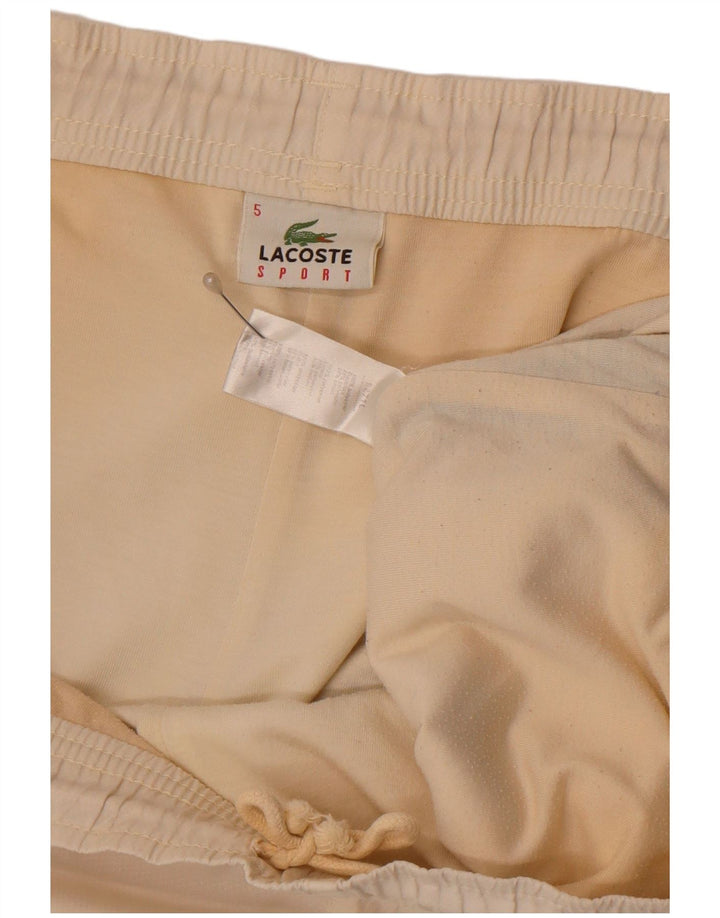 Lacoste Short de sport pour hommes taille 5 grand polyester color block blanc cassé