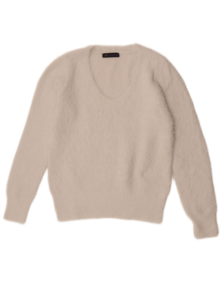 Marks & Spencer Pull col en V pour femme UK 12 Medium Off White