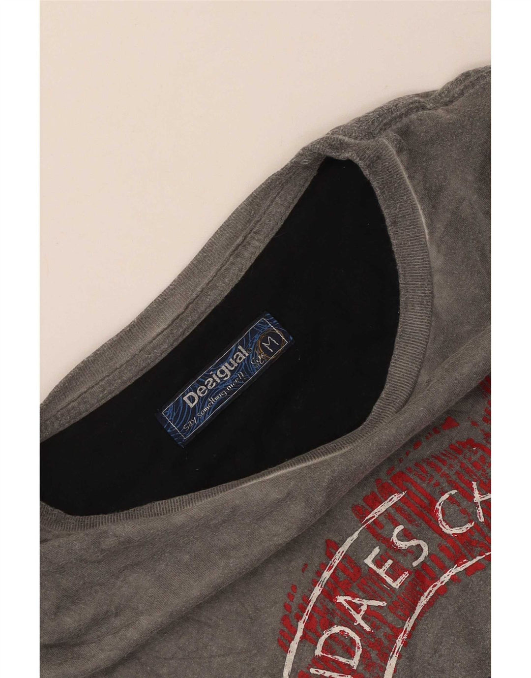 Desigual T-Shirt Graphique Homme Gris Moyen