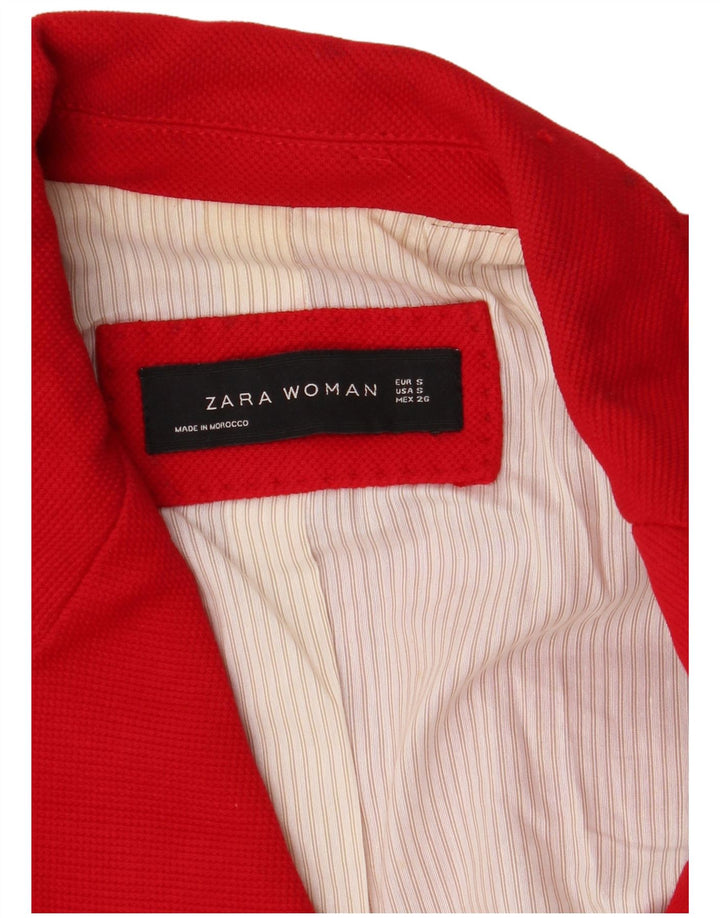 Zara Femme 1 Bouton Blazer Veste UK 10 Petit Rouge