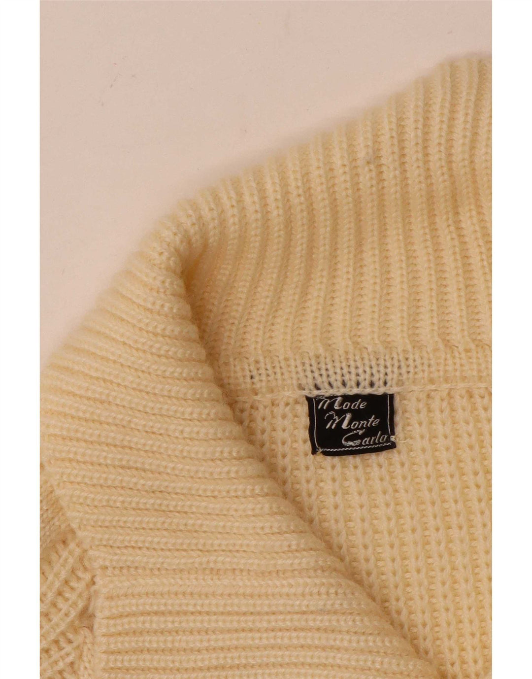vintage Mens Cardigan Pull Grand Blanc Cassé