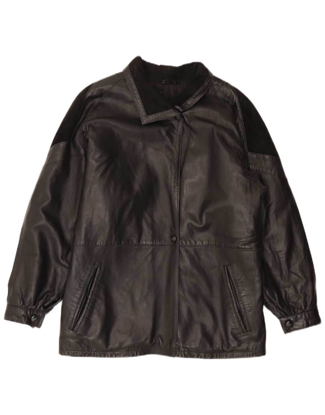 Veste en cuir femme vintage EU 44 XL Cuir noir