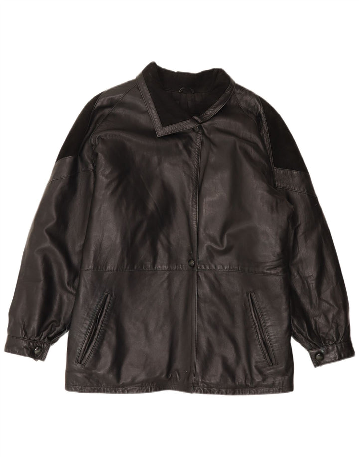 Veste en cuir femme vintage EU 44 XL Cuir noir