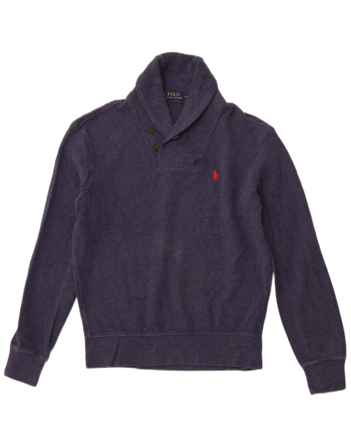 POLO RALPH LAUREN Pull à col châle pour homme Petit coton bleu marine