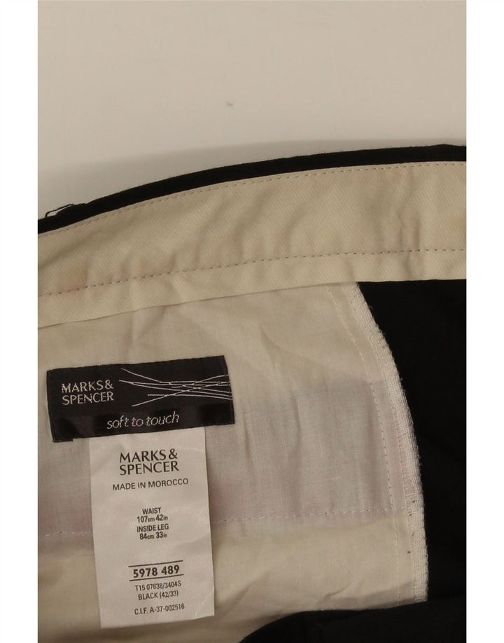 Marks & Spencer Pantalon de Costume Pegged Homme W42 L33 Noir Viscose