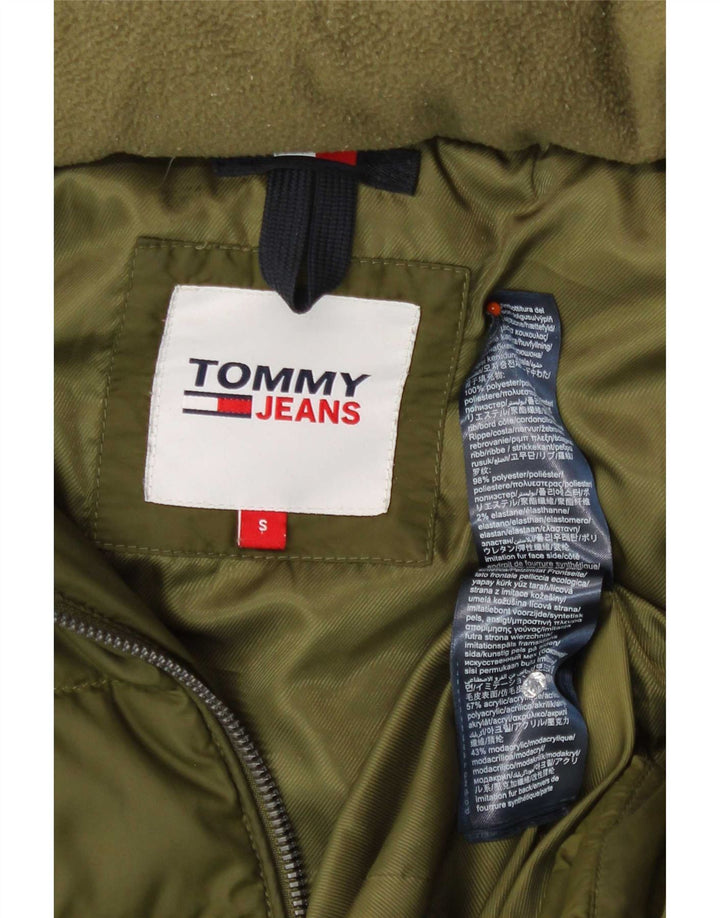 Tommy Hilfiger Veste matelassée à capuche pour femme UK 10 Small Kaki Polyester