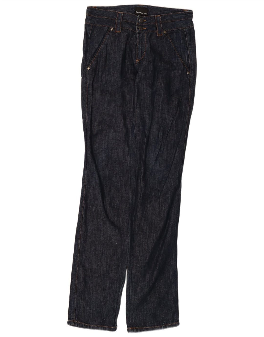 CALVIN KLEIN Jean droit Femme W27 L35 Bleu Marine Coton